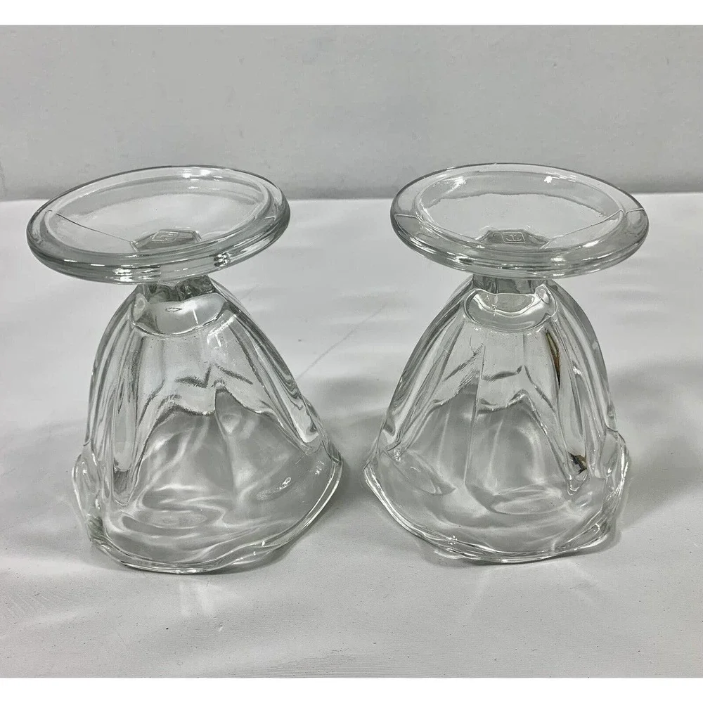 2 Vintage Anchor Hocking‎ Clear Glass Ice Cream Dishes Bowls